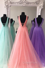 Sparkly A Line V Neck and V Back Evening Prom Dresses with Thin Belt, Formal Graduation Evening Dresses