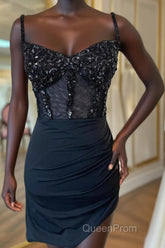 Sparkly Black Corset Sequin Tight Homecoming Dresses