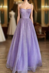 Sparkly Corset Evening Prom Dresses Long Sweetheart Spaghetti Straps