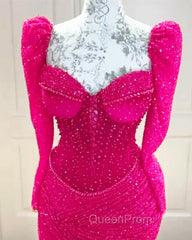 Sparkly Hot Pink Bodycon Homecoming Dresses