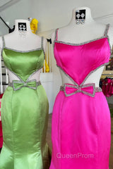 Mermaid Evening Prom Dresses Spaghetti Straps Long Evening Dresses with Bow