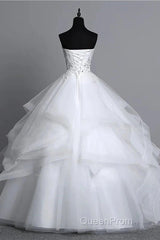 Strapless Layers Wedding Gown With Appliques Beadings