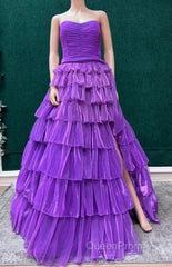 Strapless Long Evening Prom Dresses With Ruffle Skirt