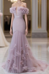 Strapless Pink Chiffon Creased Evening Dresses Floor Length Mermaid Evening Prom Dresses With Sweep