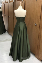 Strapless Satin Floor Length Bridesmaid Dresses