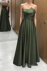Strapless Satin Floor Length Bridesmaid Dresses