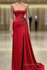 Strapless Sexy Red Mermaid Evening Prom Dresses