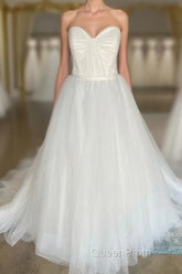 Strapless Sweetheart A-Line Tulle Wedding Dresses