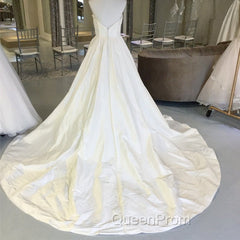 Strapless Sweetheart Chapel Train Taffeta Wedding Dresses Ball Gowns