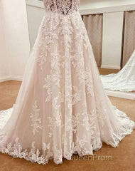 Straps A-Line Lace Wedding Dresses