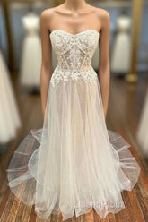 Sweetheart Appliques A-Line Long Wedding Dresses