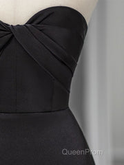 Sweetheart Black Mermaid Evening Dresses Strapless Long Evening Prom Dresses