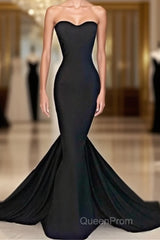 Sweetheart Black Trumpet New Arrival Evening Dresses Hottest Elegant Court Train Party Dresses