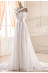 Sweetheart Chiffon Handmade Flower Wedding Dresses