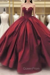 Sweetheart Neck Burgundy Long Evening Prom Gown, Burgundy Evening Gown
