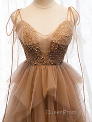 Sweetheart Neck Floor Length Champagne Lace Evening Prom Dresses, Long Champagne Lace Formal Evening Dresses