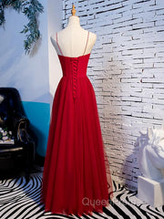 Sweetheart Neck Red Long Evening Prom Dresses, Red Long Formal Evening Dresses