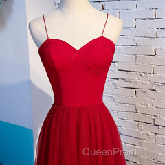 Sweetheart Neck Red Long Evening Prom Dresses, Red Long Formal Evening Dresses