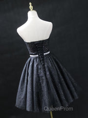 Sweetheart Neck Short Black Evening Prom Dresses, Little Black Formal Evening Graduation Dresses