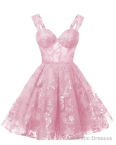 Teens Sparkly Tulle Light Pink Homecoming Dresses Spaghetti Straps Short Cocktail Party Prom Dress