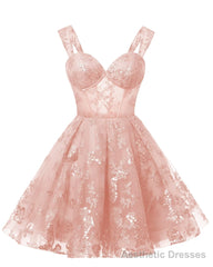 Teens Sparkly Tulle Peach Pink Homecoming Dresses Spaghetti Straps Short Cocktail Party Prom Dress