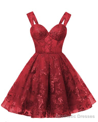 Teens Sparkly Tulle Red Homecoming Dresses Spaghetti Straps Short Cocktail Party Prom Dress