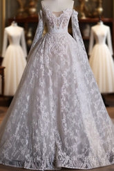 Timeless Ball Gown Off The Shoulder White Lace Long Wedding Dresses Bridal Dresses
