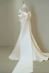 Timeless Mermaid Sweetheart White Satin Wedding Dresses