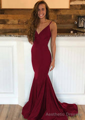 Trumpet/Mermaid Sleeveless Sweep Train Charmeuse Prom Dresses With Pleated