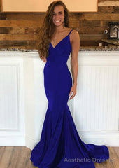 Trumpet/Mermaid Sleeveless Sweep Train Charmeuse Prom Dresses With Pleated