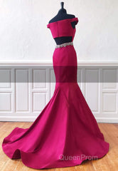 Trumpet/Mermaid Sweep Train Satin Evening Prom Dresses