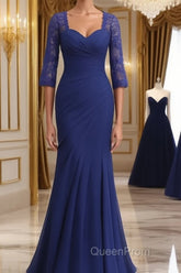 Trumpet/Mermaid Sweetheart Floor-Length Chiffon Mother of the Bride Dresses With Lace