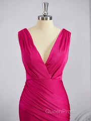 Trumpet/Mermaid V-neck Sweep Train Jersey Bridesmaid Dresses
