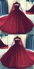 Tulle Ball Gown Prom Dress With Cape