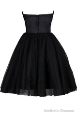 Tulle Little Black Dress, Sweetheart Simple Short Party Dress