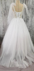 Tulle Sweetheart Lace-Up A-Line Long Wedding Dresses