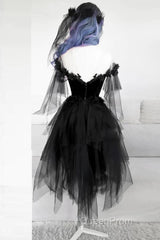 Unique Black Off The Shoulder Layered Tulle Homecoming Dresses,Beautiful Evening Prom Dresses