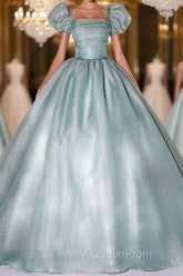 Unique green tulle long Evening Prom gown, green tulle sweet 16 Dresses