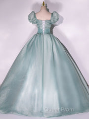 Unique green tulle long Evening Prom gown, green tulle sweet 16 Dresses