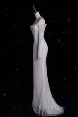 Unique Mermaid Off The Shoulder Long Sleeves Wedding Dresses Sequin Brides Dresses