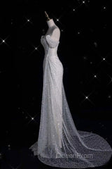 Unique Mermaid Off The Shoulder Sequin Short Sleeves White Wedding Dresses Brides Dresses