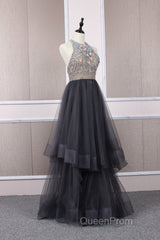 Unique tulle beads long Evening Prom Dresses tulle long evening Dresses