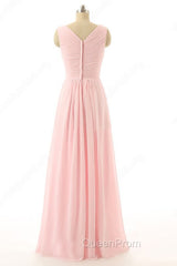 V-Neck Chiffon With Flower(S) Bridesmaid Dresses
