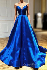 V-Neck Spaghetti Straps Criss-Cross Back Evening Prom Dresses Evening Dresses