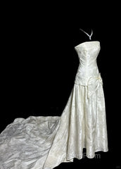 Vintage A Line Strapless White Lace Evening Prom Gown Fairy Evening Prom Dresses