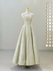 Vintage A line Straps Sequin Satin Long Evening Dress Prom Dresses