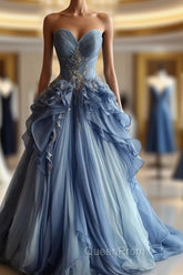 Vintage A-Line Sweetheart Chiffon Sequined Long Evening Prom Dresses Evening Dresses