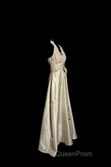 Vintage A Line V Neckline Champagne Lace Evening Prom Gown Fairy Evening Prom Dresses