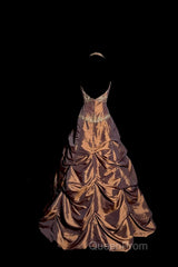 Vintage Ball Gown Halter Brown Sleeveless Long Evening Prom Gown Fairy Evening Prom Dresses