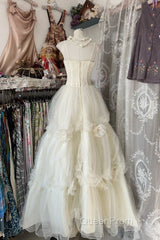 Vintage Ball Gown Spaghetti Straps Sleeveless Long White Evening Dresses Evening Prom Dresses